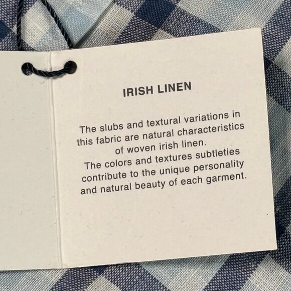 Brooks Brothers Shirt Mens Large White Blue Plaid 100% Irish Linen NWT - Picture 9 of 11